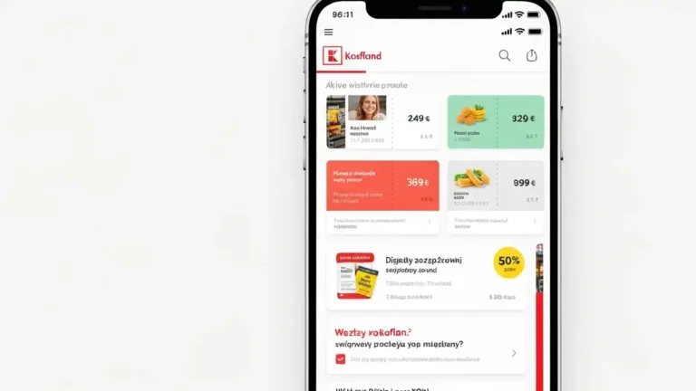 Ekran aplikacji Kaufland pokazujący kupony, oferty i kartę klienta na smartfonie