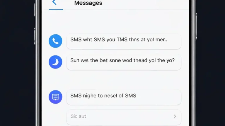 Ekran iPhone z ikoną księżyca obok SMS-a w aplikacji Wiadomości