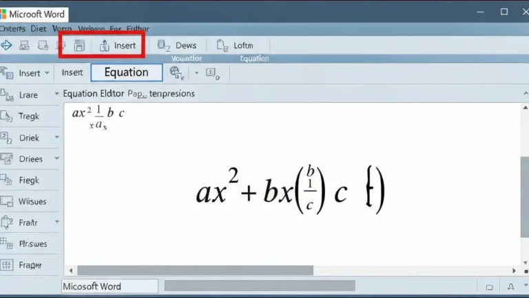 Screenshot ekranu Worda z otwartym edytorem równań i przykładowym wzorem matematycznym