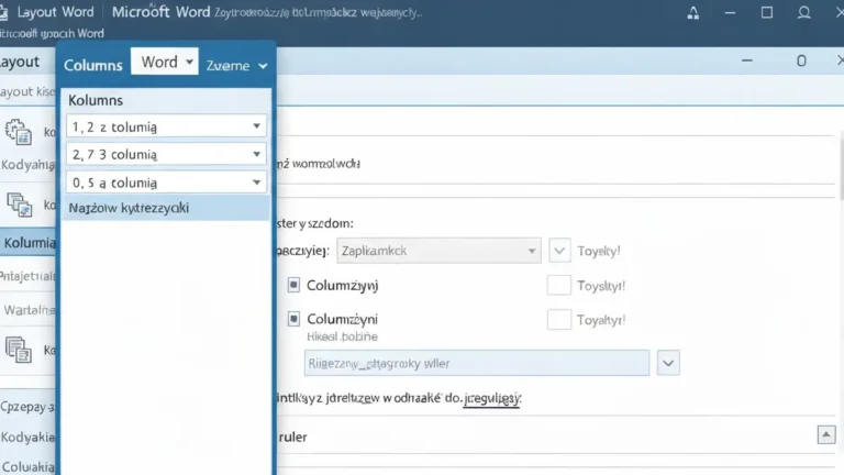 Przykład dokumentu Word z tekstem podzielonym na trzy kolumny w menu Layout