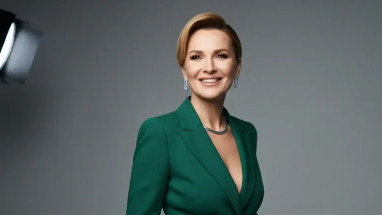 Małgorzata Rozenek-Majdan - polskiej gwiazdy telewizji, uśmiechająca się, elegancko ubrana