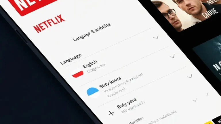 Ekran Netflix z menu ustawień języka i napisów