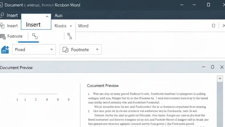 Zrzut ekranu z menu Wstawianie w Microsoft Word pokazujący opcję Przypisy dolne i numerowane przypisów na dole strony