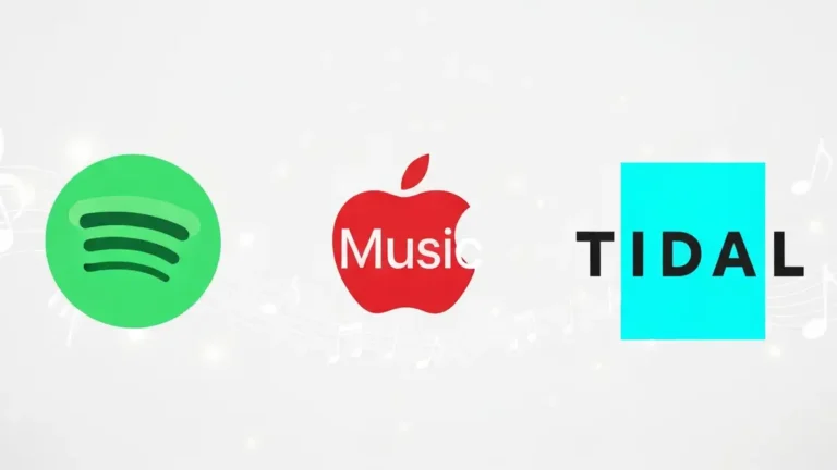 Porównanie Spotify, Apple Music i Tidal - logo serwisów streamingowych