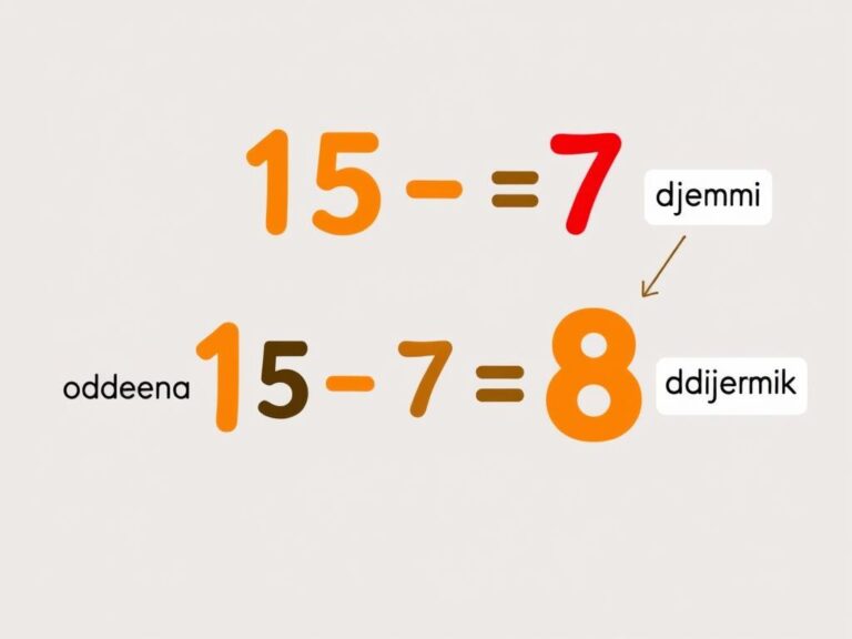Diagram pokazujący odjemną i odjemnik w działaniu odejmowania 15-7=8