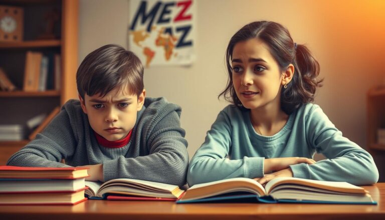 Dziecko nie chce się uczyć - rodzic wspiera je przy biurku