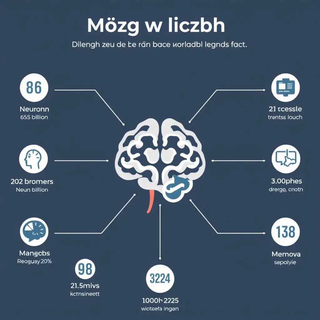 Infografika przedstawiająca 10 zaskakujących faktów o mózgu człowieka