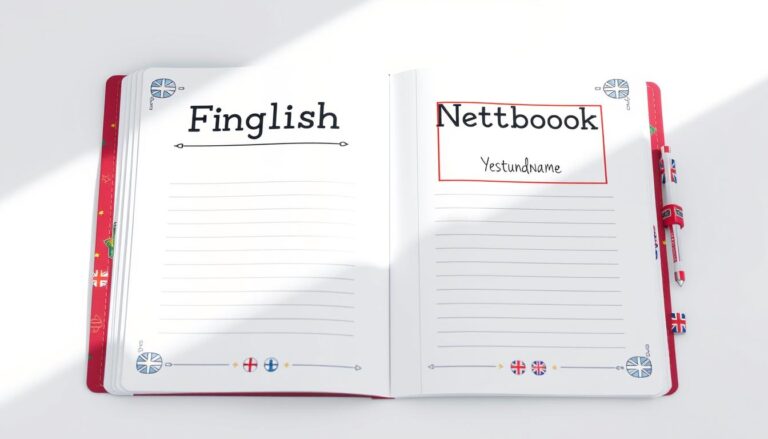 Kolorowy zeszyt do angielskiego z podstawowymi elementami personalizacji