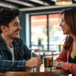 Para śmiejąca się podczas pierwszego spotkania - śmieszne teksty na podryw w akcji
