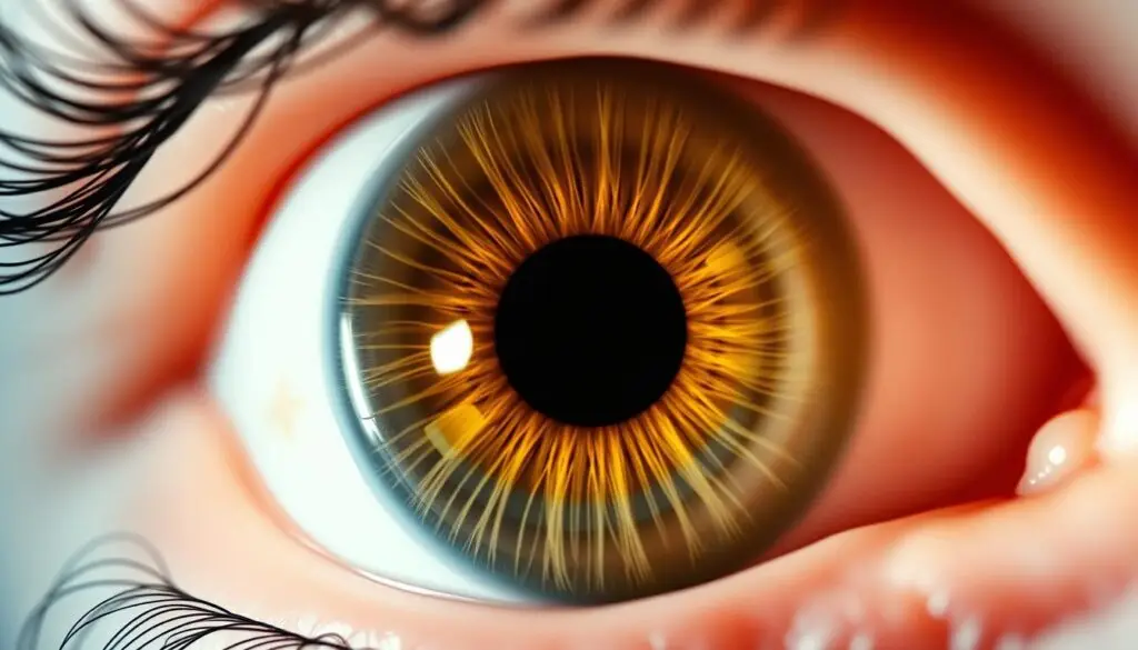 A detailed, high-resolution closeup view of the human pupillary mechanism, showcasing the intricate process of pupil dilation. Dramatic lighting highlights the delicate iris muscles and the iris sphincter, which control the size of the pupil. The image should convey a sense of scientific precision and visual fascination, with a sharp, photorealistic style and neutral color palette. Capture the underlying biological mechanisms responsible for the phenomenon of pupil dilation, as observed after drug use. Present this anatomical feature in a captivating and educational manner.