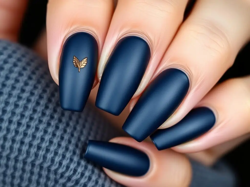 Jesienne granatowe paznokcie z matowym wykończeniem