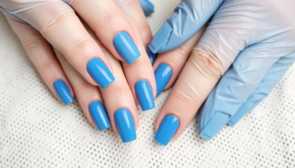 Pielęgnacja niebieskich paznokci hybrydowych