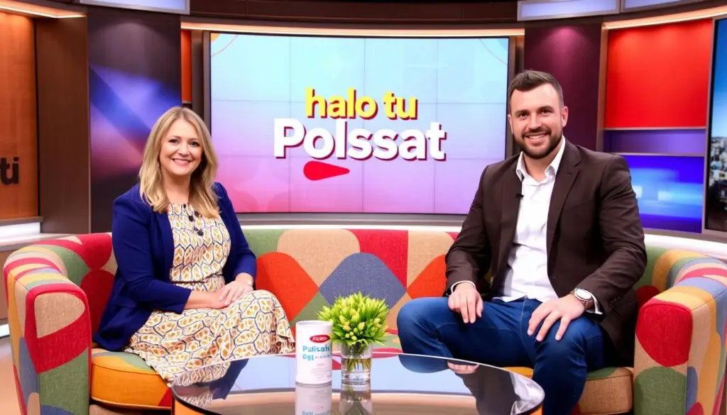 Ola Filipek i Aleksander Sikora jako prowadzący program 'Halo tu Polsat'