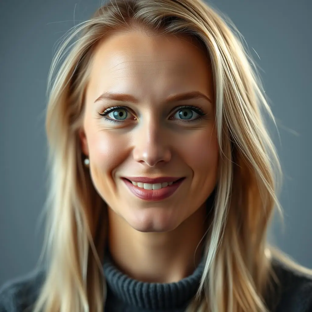 Ola Filipek uśmiechnięta w zbliżeniu, pokazująca jej wygląd w wieku 30 lat