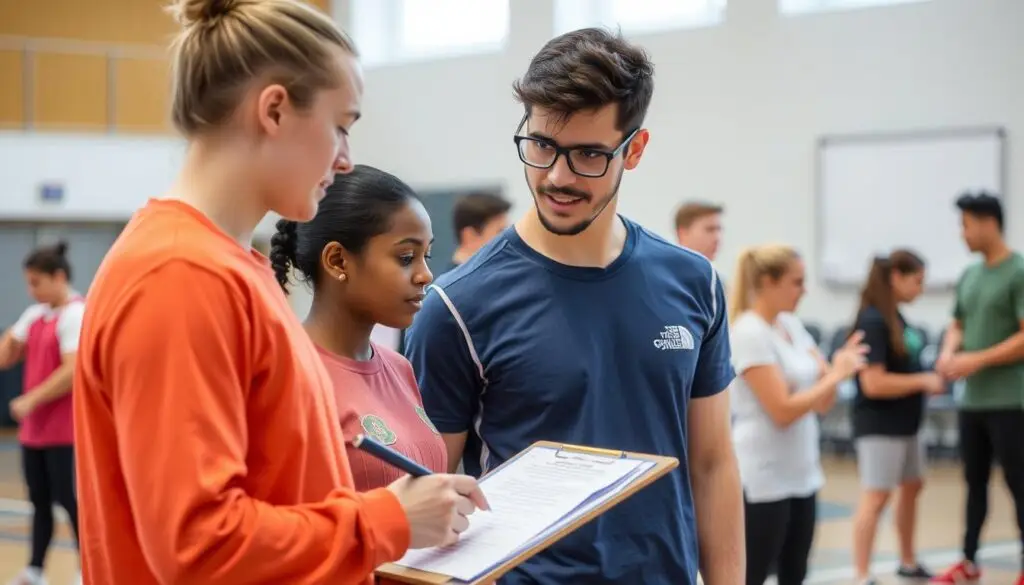 Prowadzący zajęcia WF na studiach podczas zaliczenia przedmiotu