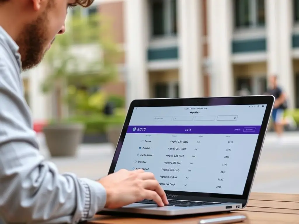 Student przeglądający punkty ECTS za WF na studiach w systemie USOS