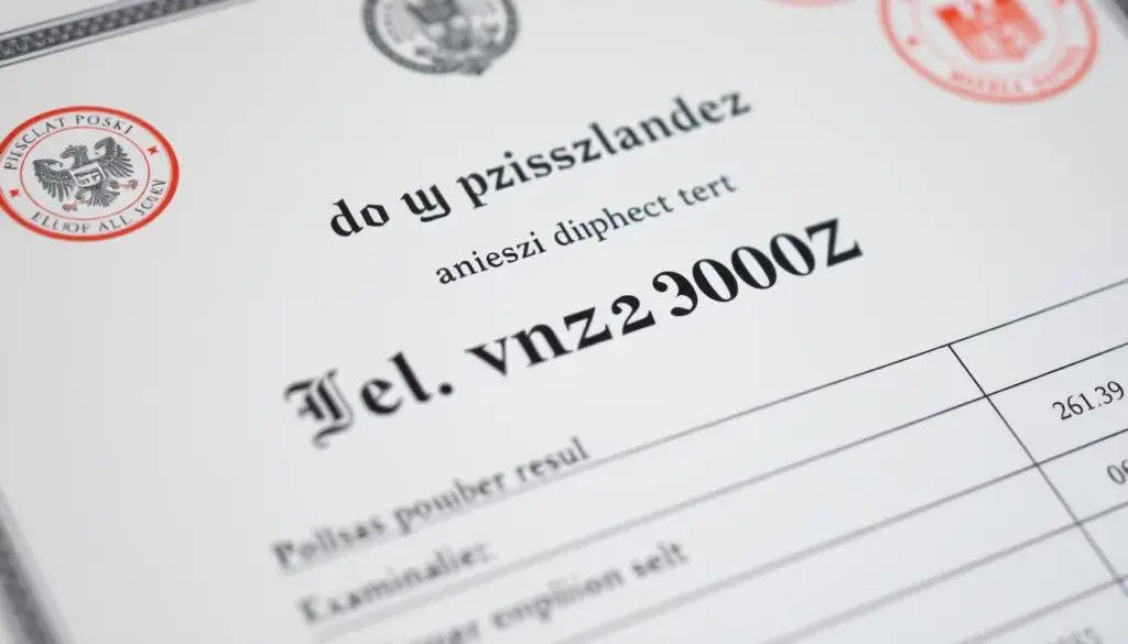 Szczegółowy widok aneksu do świadectwa dojrzałości z zaznaczonym numerem aneksu