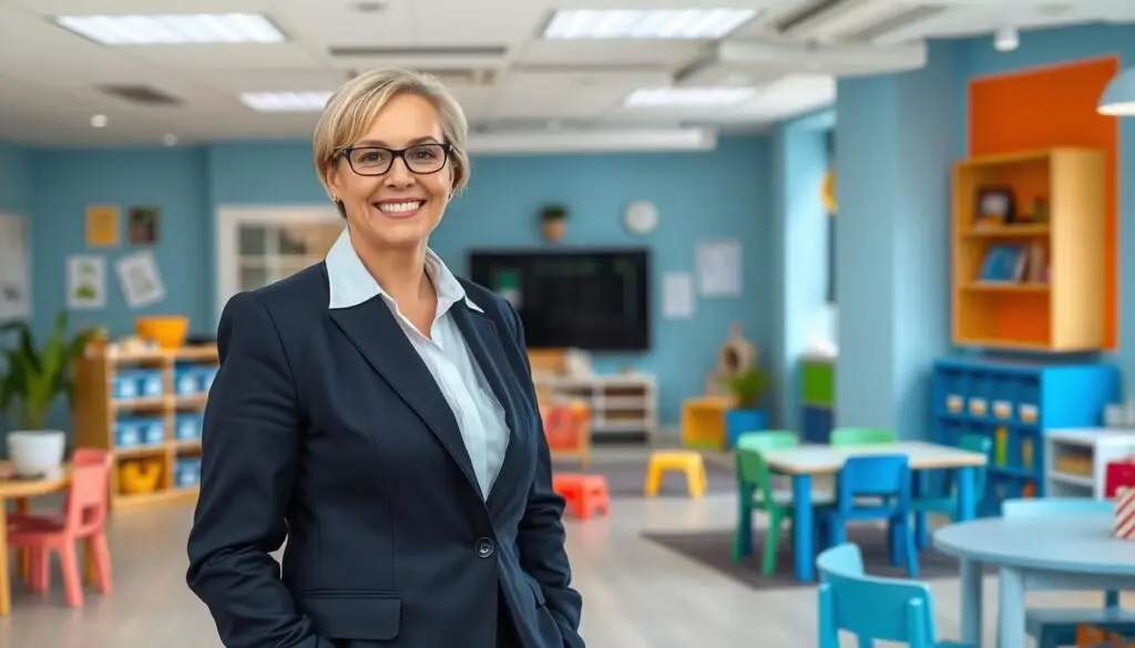 Właściciel przedszkola prywatnego w nowoczesnej placówce
