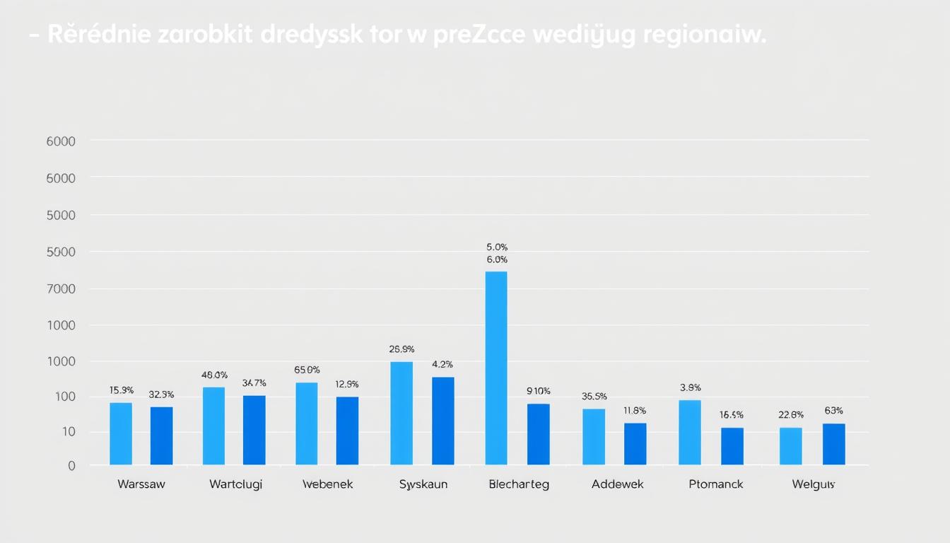 Wykres przedstawiający ile zarabia dyrektor przedszkola w różnych regionach Polski