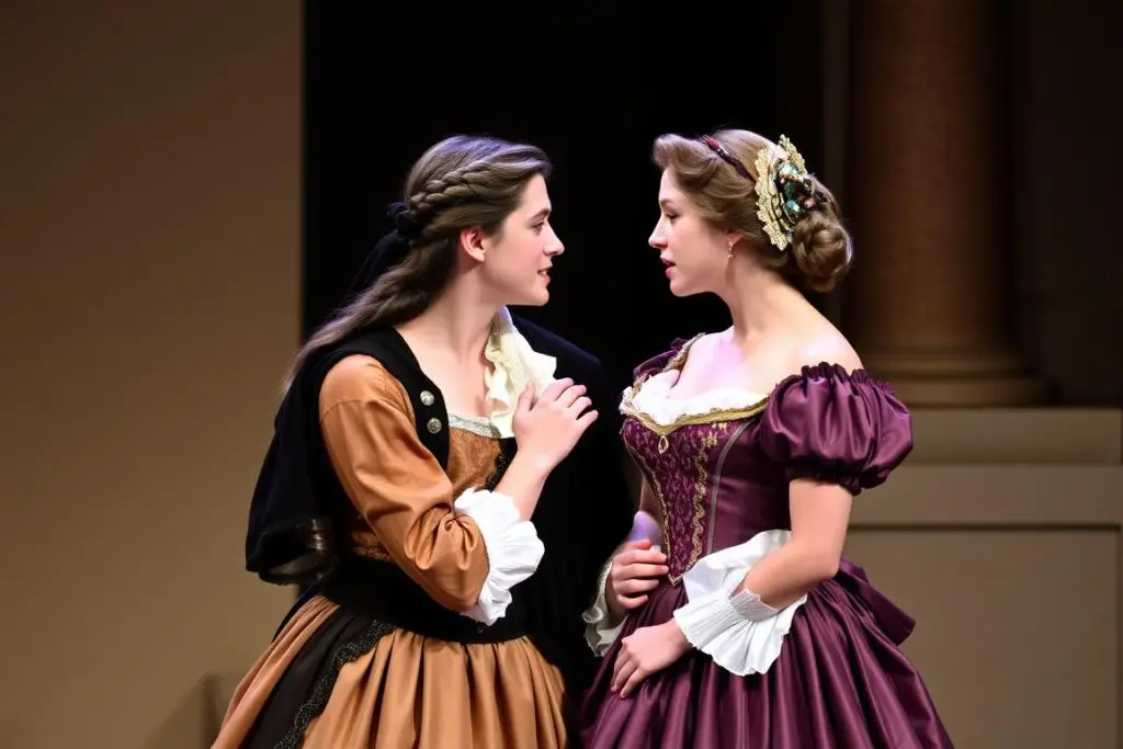 Aktorzy grający role Klary i Wacława w inscenizacji Zemsty