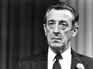 Albert Camus, autor Dżumy, podczas odbierania Nagrody Nobla w 1957 roku