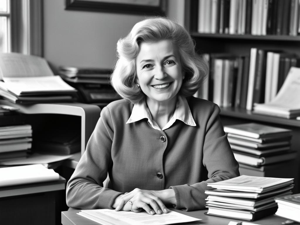 Astrid Lindgren - autor dzieci z Bullerbyn przy swoim biurku