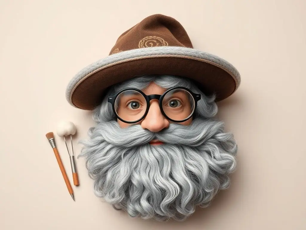 Dodatki do stroju Pana Kleksa - broda, okulary i kapelusz