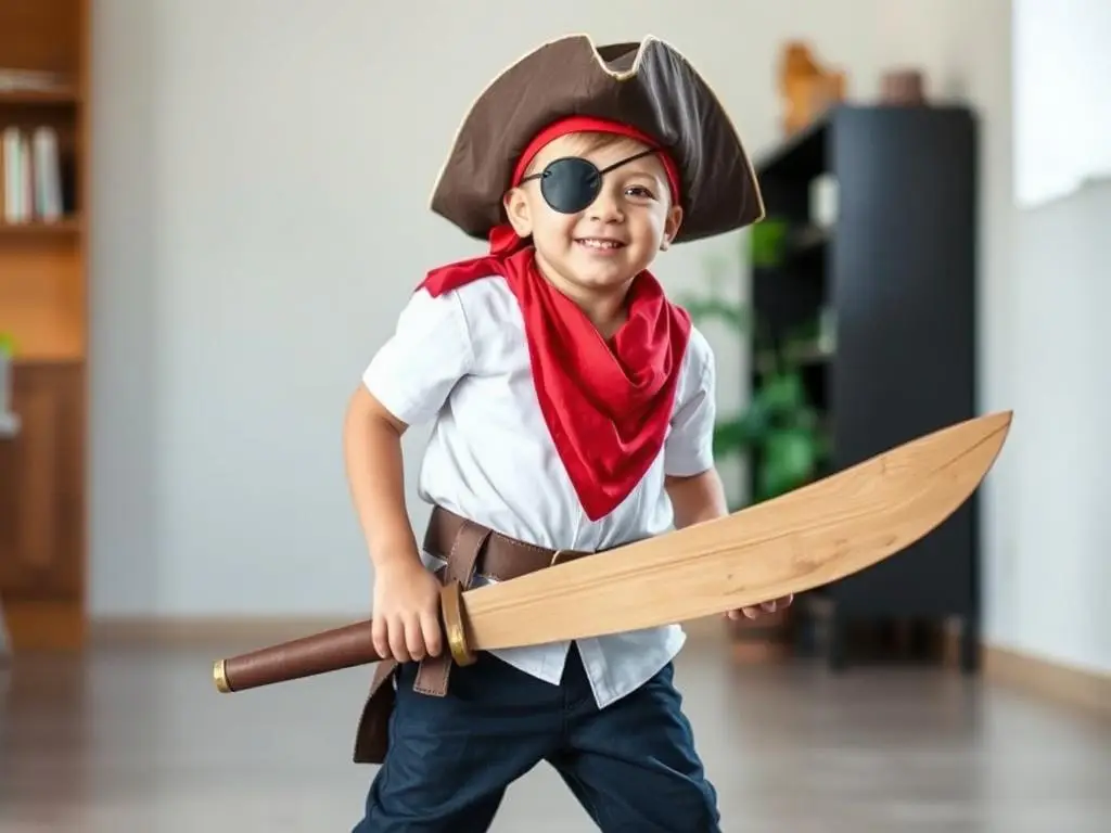 Dziecko w stroju pirata jak zrobić z prostych materiałów