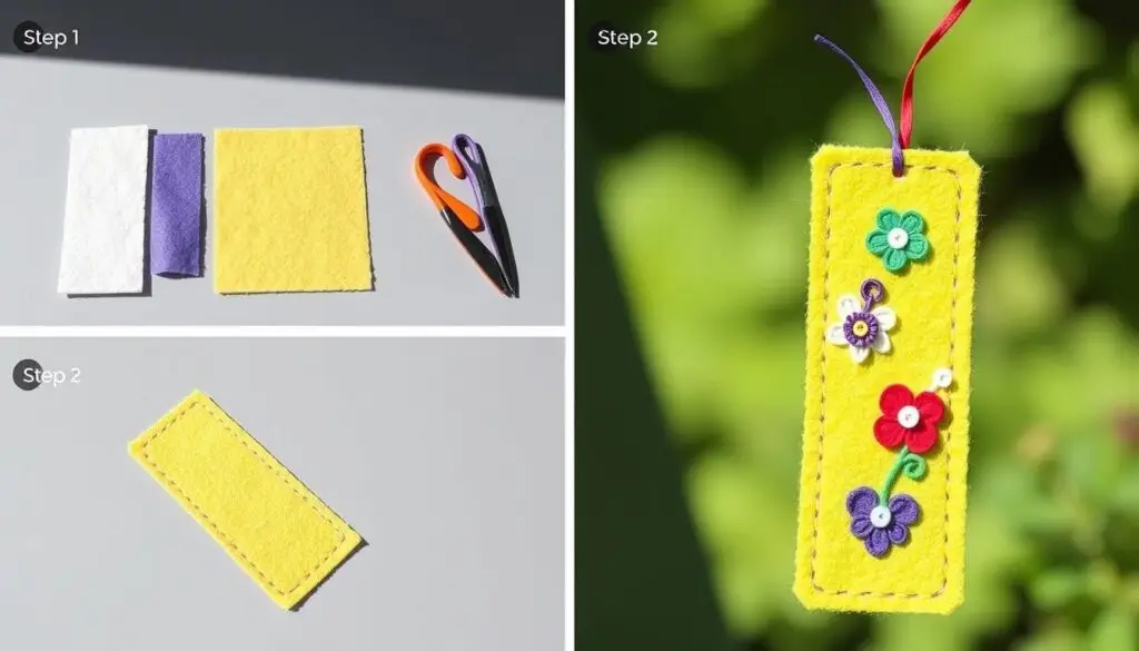 Etapy tworzenia prostej prostokątnej zakładki z filcu