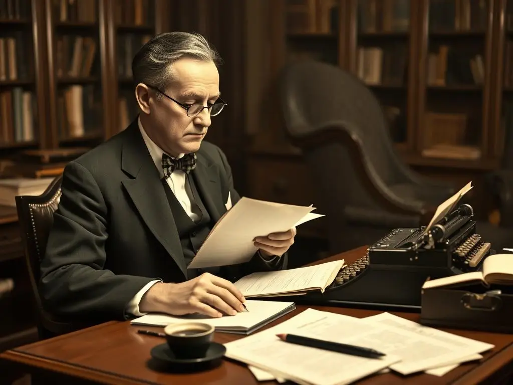 Ferenc Molnár przy pracy nad swoimi utworami w latach 20. XX wieku