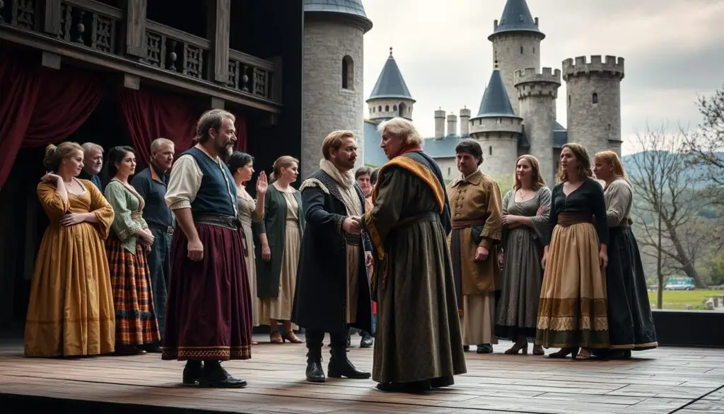 Finałowa scena Zemsty, gdzie bohaterowie podają sobie ręce na zgodę