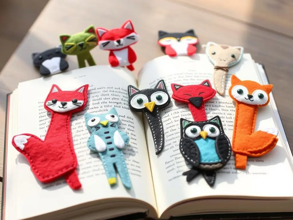 Gotowe zakładki do książek z filcu w różnych kształtach zwierząt