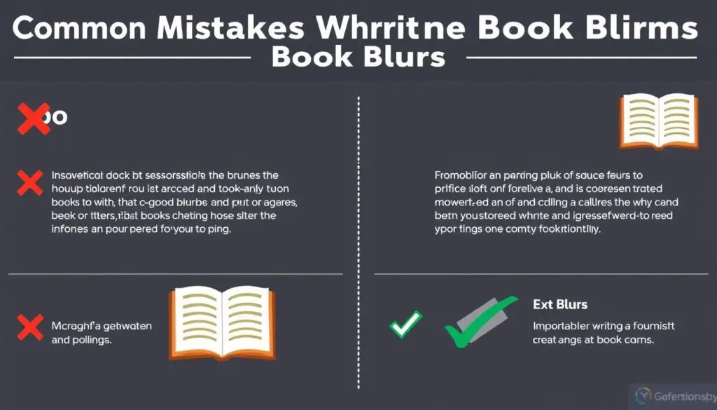 Infografika przedstawiająca najczęstsze błędy przy pisaniu blurba