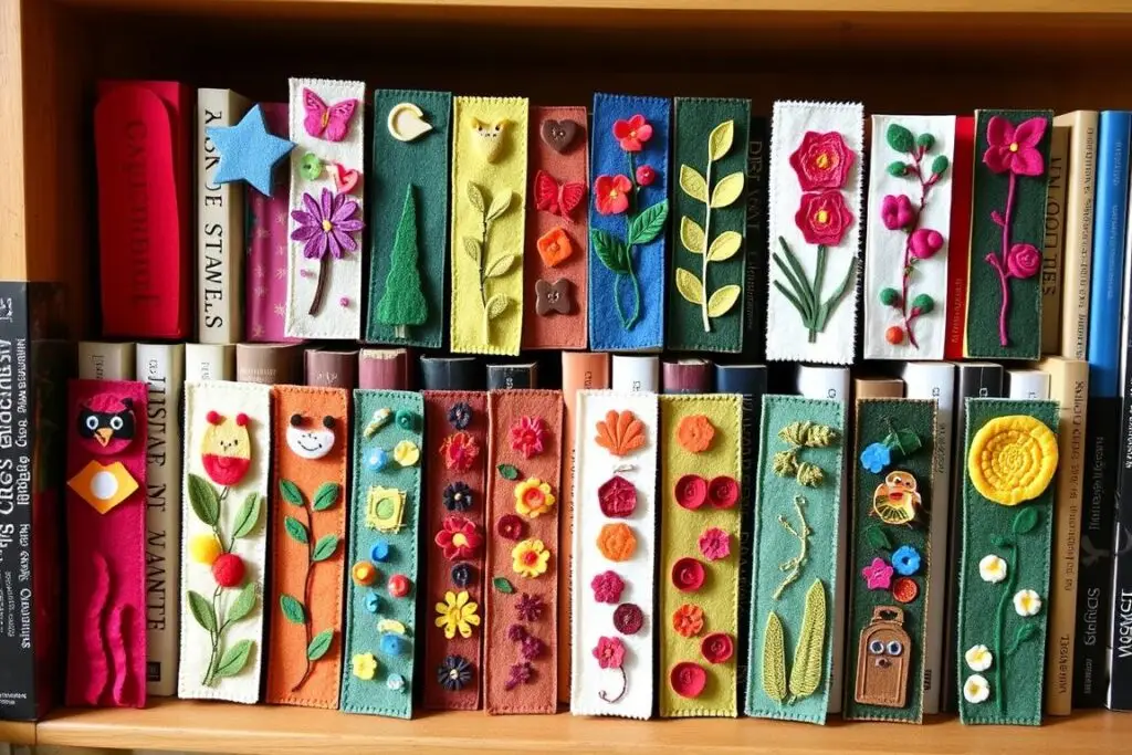 Kolekcja różnorodnych zakładek do książek z filcu szablony