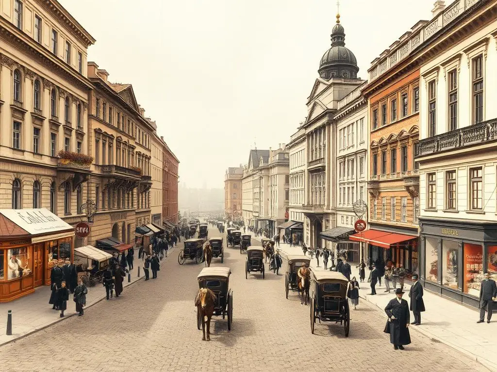 Krakowskie Przedmieście w Warszawie z końca XIX wieku, miejsce akcji powieści Lalka