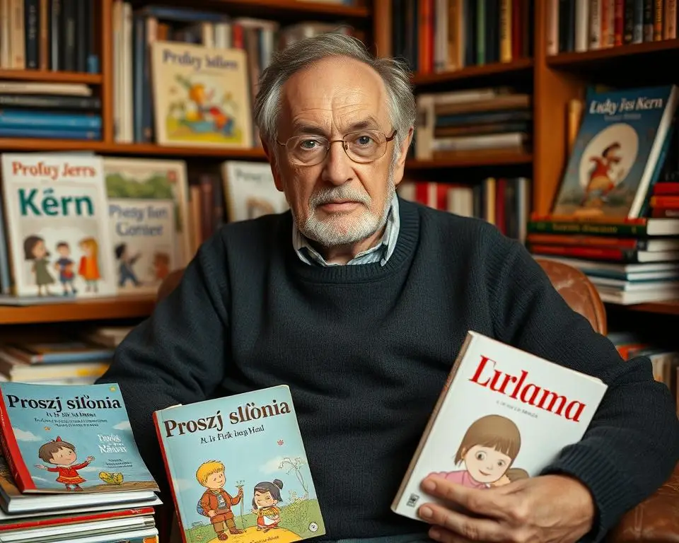Ludwik Jerzy Kern z książkami dla dzieci - autor proszę słonia krzyżówka