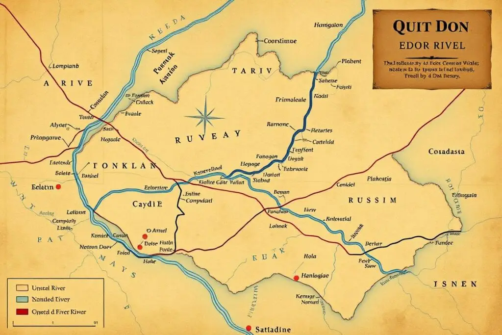 Mapa regionu Donu - miejsce akcji powieści Cichy Don