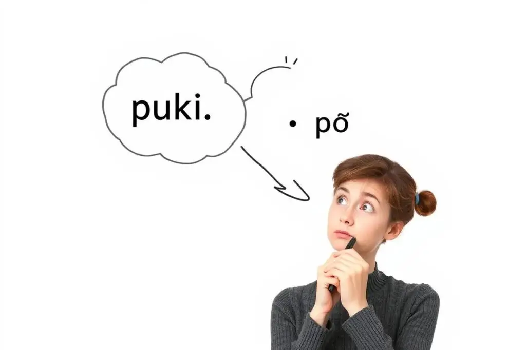 Osoba zastanawiająca się nad pisownią puki czy póki podczas pisania tekstu