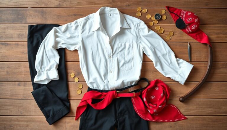 Podstawowe elementy stroju pirata jak zrobić - koszula, spodnie, chusta i dodatki