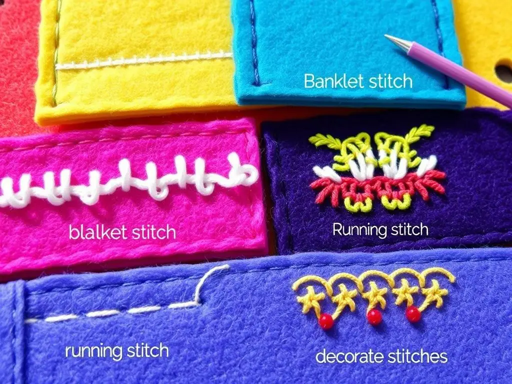 Różne ściegi używane przy szyciu zakładek z filcu