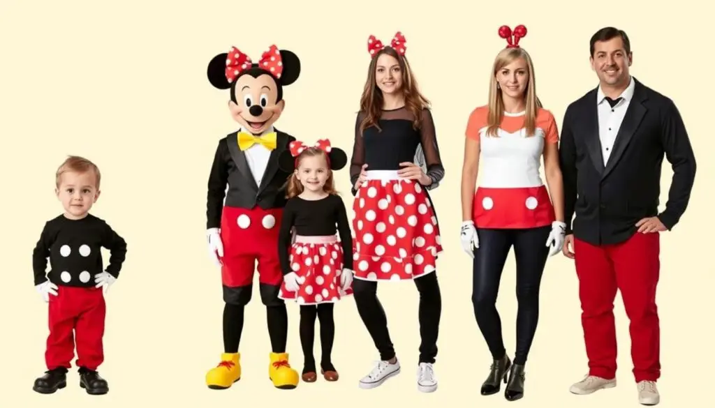 Różne wersje stroju Myszki Miki dla całej rodziny