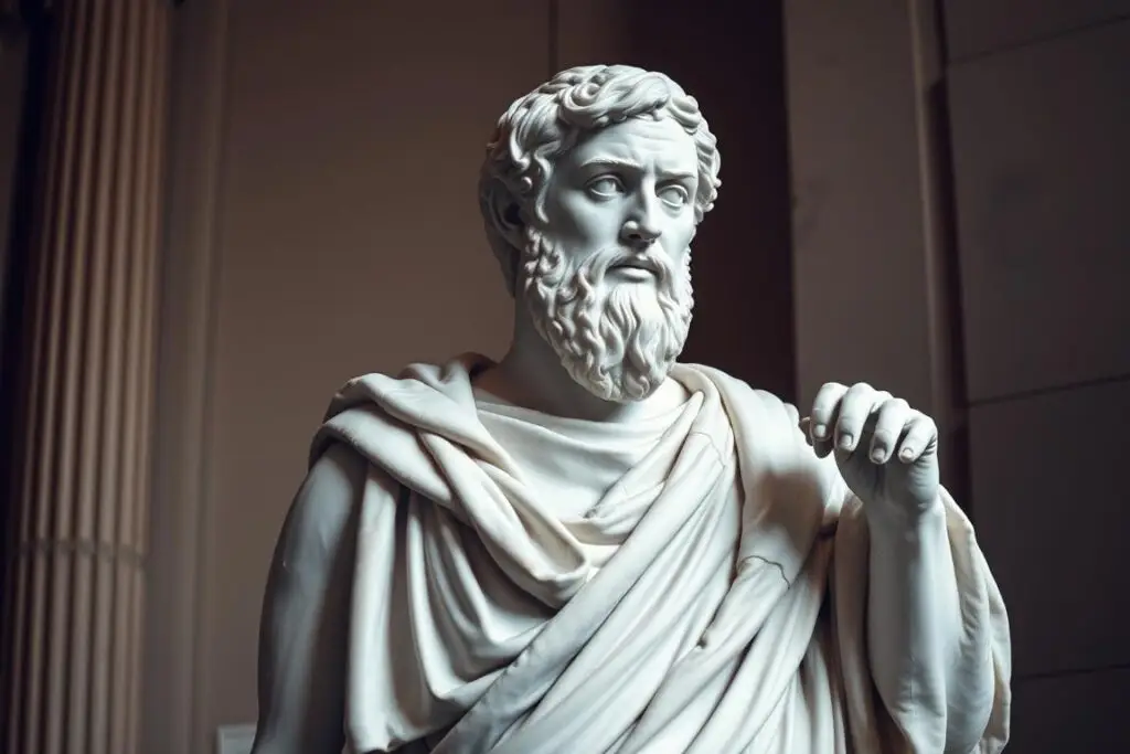 Rzeźba przedstawiająca Sofoklesa, autora Antygony, w muzeum