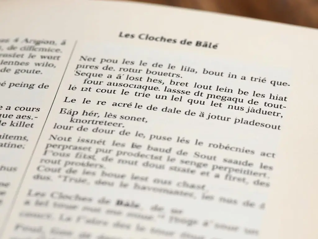 Strona z książki Dzwony Bazylei pokazująca styl pisarski Louisa Aragona