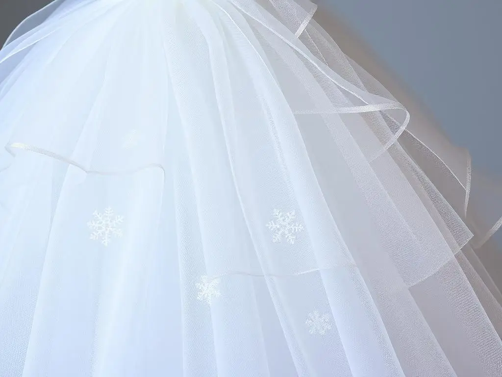 Suknia Królowej Śniegu z warstwami tiulu i organzy