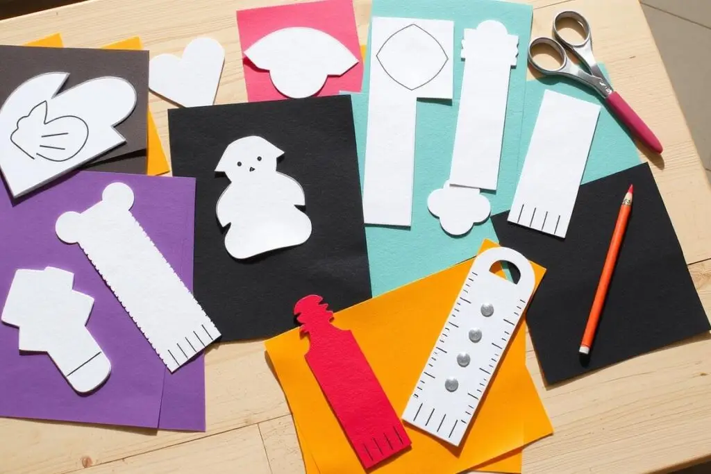 Szablony zakładek do książek z filcu przygotowane do wycięcia