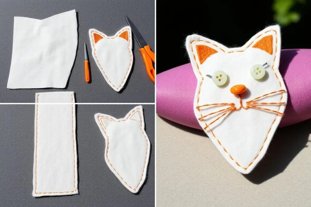 Zakładka do książki z filcu w kształcie kota