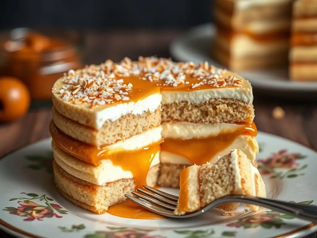 Ciasto 3bit Siostry Anastazji z warstwami herbatników, kremu i karmelu