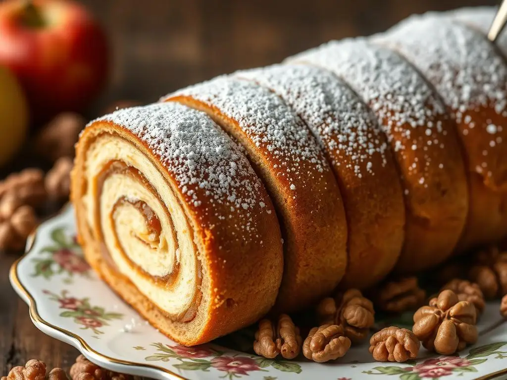 Ciasto jabłkowo-orzechowe siostry Anastazji w formie rolady Ciasto jabłkowo-orzechowe siostry Anastazji w formie rolady