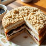 Ciasto pleśniak siostry Anastazji na talerzu z filiżanką kawy