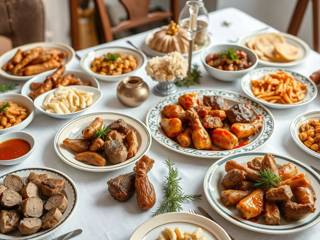 Dania obiadowe mięsne siostry Anastazji na stole